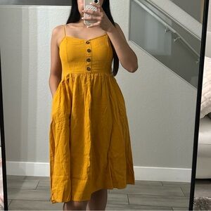 Mustard Yellow Button-Front Sundress